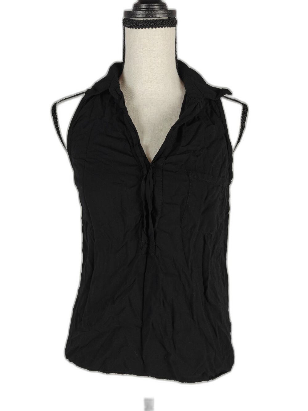 Women's Splendid Sleeveless Collared Blouse, Black, Medium